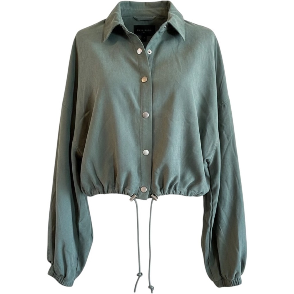Hyfve Sage Green Medium Cropped Snap Button Jacket Top Streetwear‎ Boho Gorpcore